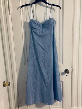 Zara Linen Midi Corset Coquette girl Dress SZ L
